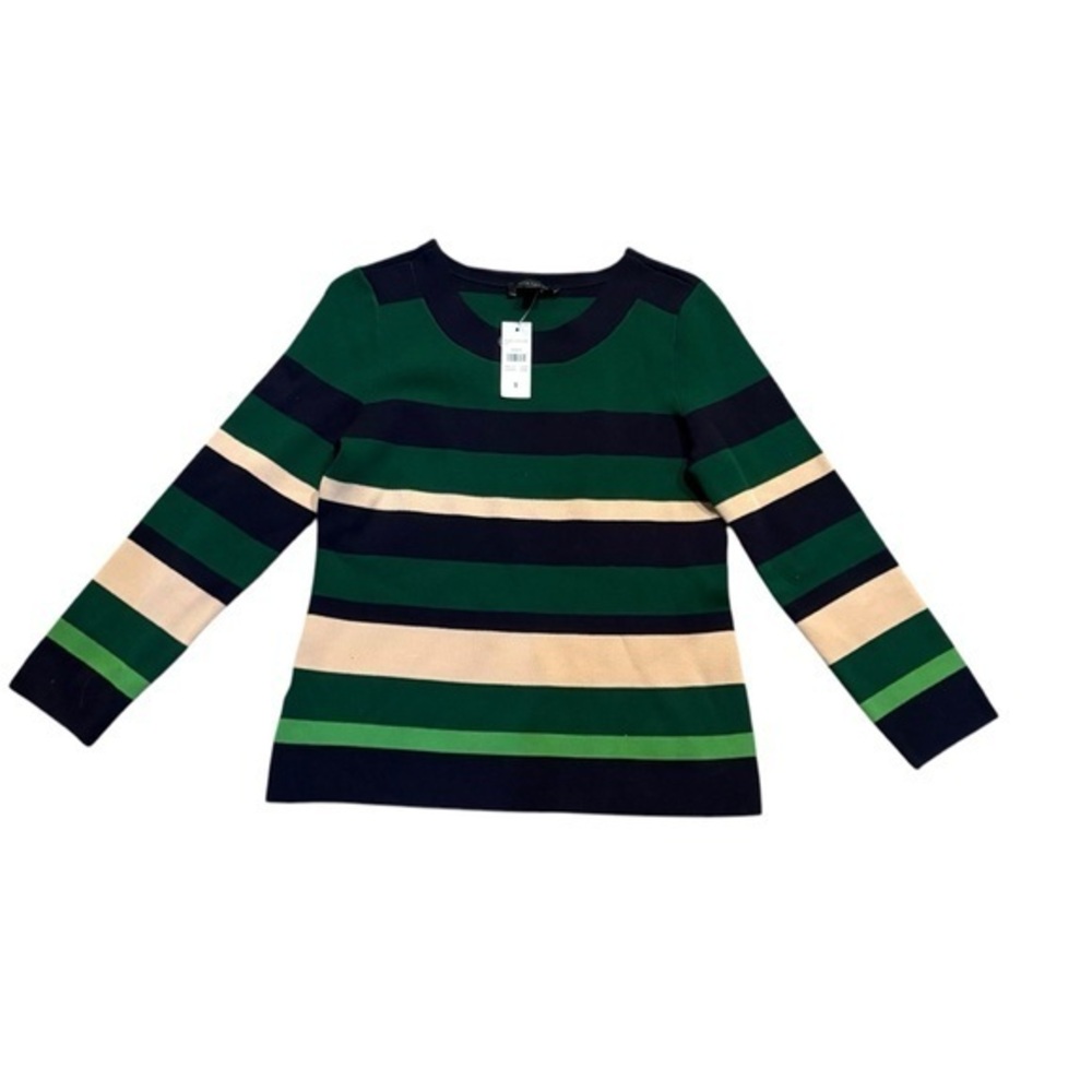 Ann Taylor blue green striped sweater S NWT